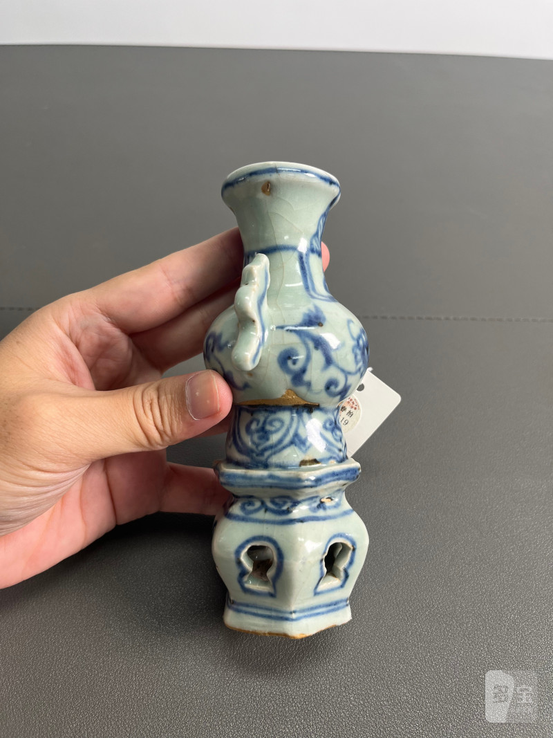 元  青花花卉纹双耳小尊 - 图4